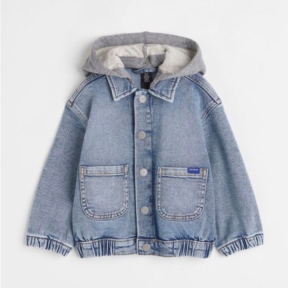 H&M hooded acid wash soft denim jacket VGUC (very light stain on shoulder) 5-6Y - Picture 2 of 10